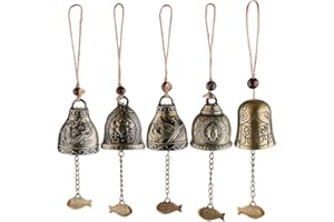 ‎SHARPLACE Sharplace Feng Shui Chimes 5 Stück Segen Glocke Windspiel, Fengshui Glocke, Chinesisch Antike Chimes, Vintage Dragon Wind Chimes Phoenix Wind Chimes Buddha Windsp für Haus Garten Innen und Außen