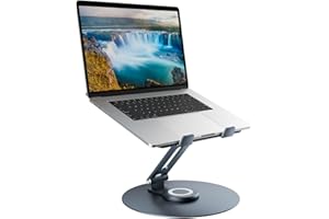 EPHERIE Soporte para Computadora Portátil,Soporte de Escritorio para Portátil con Base Giratoria de 360°,Soporte Ergonómico para Ordenador para Trabajo Colaborativo,Altura Regulable Elevador PC Compatible