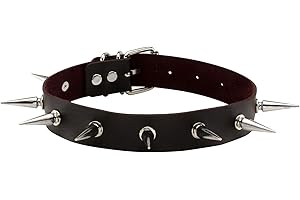 MILAKOO Femmes Hommes Cool Punk Goth Métal Spike Clouté PU Collier en Cuir Noir Collier Ras du Cou