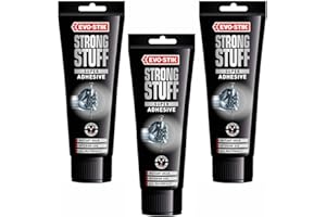 FIINIX 3 x Evo-Stik Strong Stuff Super Glue & Adhesive | Instant Grab for Bonding Brick, Ceramic, Concrete, Fabric, Glass, Leather, Metal, Plaster, Plastic, Porcelain, Wood & More | White, 600ml in Total