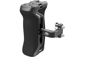SMALLRIG Maniglia Laterale in Alluminio con Vite da 1/4"-20, Ergonomica Universale con Foro di Posizionamento Integrato da 1/4"-20, Foro per Cinturino, Cold Shoe, Regolazione Su/Giù da 36 mm - 4015