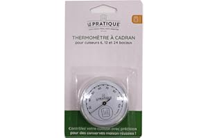 MAELSA Le Pratique - THERMOMETRE à Cadran, Verre, Argent/Blanc, 3,3x3,3x13,3 cm