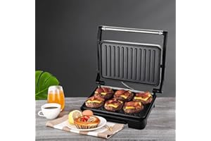 SOKANY SK-223 750W Panini Maker, Piastre Antiaderenti, Indicatore luminosa, Maniglia antiscottatura, Temperatura Automatica, Bistecchiera Elettrica, Pressa a sandwich