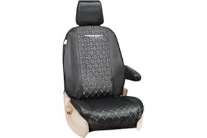 JH AUTOSTORES 205 TAILORED BLACK QUILTED LEATHER DRIVER SEAT COVER - FOR FORD TRANSIT CUSTOM 2013 -ON