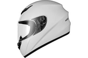 Favoto Casque de Moto Intégral, Casque de Scooter Respirant pour Femme Homme Adultes, Protection de Sécurité, Certifié ECE, 59-60cm Blanc