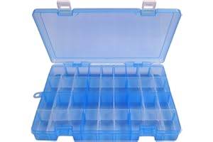 Qualsen Boite Rangement Plastique Boite a Bijoux Casier Rangement Boite de Rangement Plastique Ajustable à Usages Multiples Petite Boite Plastique (34 Compartiments, Bleu)