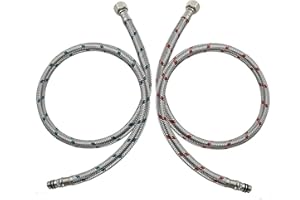 Mirrwin 2 Stück Anschlussschlauch Armatur G3/8, 60cm Wasserhahn Schlauch Flexschlauch Verlängerung Wasserhahn Anschlussschlauch 3/8 Zoll x M10 Edelstahl Panzerschlauch für Mischbatterie