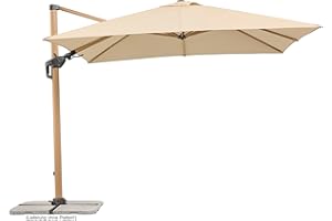 Schneider Sonnenschirm Rhodos Twist Woody, natur, 300 x 300 cm quadratisch, Gestell Alu/Stahl, Bespannung Polyester, 25.7 kg