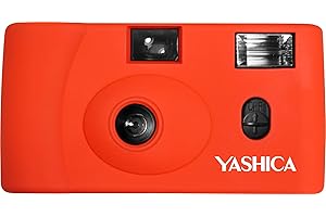 YASHICA KYOCERA Yashica MF-1 orange Snapshot 35 mm Kleinbild Kamera-Set (mit eingelegtem Film + Batterie )