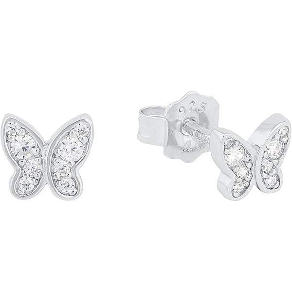 Orecchini A Cuore In Argento 925 Con Zirconi Sintetici - Amor - 0.5 Cm - In Confezione Regalo - Per Donna