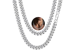 PROSTEEL Collana Uomo a Catena Cubana Barbazzale Grande Robusta, Larga 5 6 10 14 mm, Lunghezze Varie 35-75 cm, Acciaio Inossidabile/Placcato Oro, Argento Oro Nero, Regalo Ottimo (con Confezione)