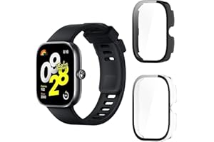 Aerku Hard Hülle Mit Displayschutz Kompatibel mit Xiaomi Redmi Watch 4, [ 2 Stück ] Vollschutz Kratzfest PC Schutzhülle Schutz Case, Schwarz&Transparent