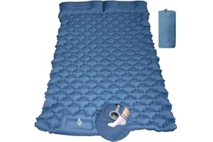 HI FINE CARE Almohadilla de dormir para camping, colchoneta inflable con almohada, almohadilla de campamento con bomba de pie integrada, almohadilla de colchón ligera para tienda de campaña y