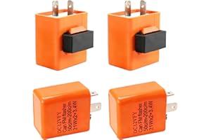 ULIWAMOWI 4 Pièces Relais Clignotant LED, 12V 2 Broches SPST Centrale Clignotant Moto, Flasheur Indicateur Relais, Clignotant LED Réglable Universel pour Voiture, Scooter Feux Clignotants Protection Automatique