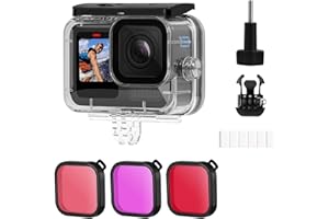 AUYKOO Carcasa Impermeable para GoPro Hero 13(60 m, con Soporte de liberación rápida, para GoPro Hero 13 + 3 filtros, 6 paños antivaho