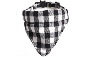 Luxury Cat Collars with Bow Tie and Bell | Safe Quick Release Breakaway Buckle | ZACAL Cat Collars (Black & White Chequered Bandana)