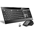 RAPOO 9900M Multi Mode Wireless Keyboard and Mouse Rechargeable Combo (Bluetooth 3.0/4.0/2.4G) English layout, Connect Up to 4 Devices, Extremely Thin Keyboard with Multi-Functional Mouse