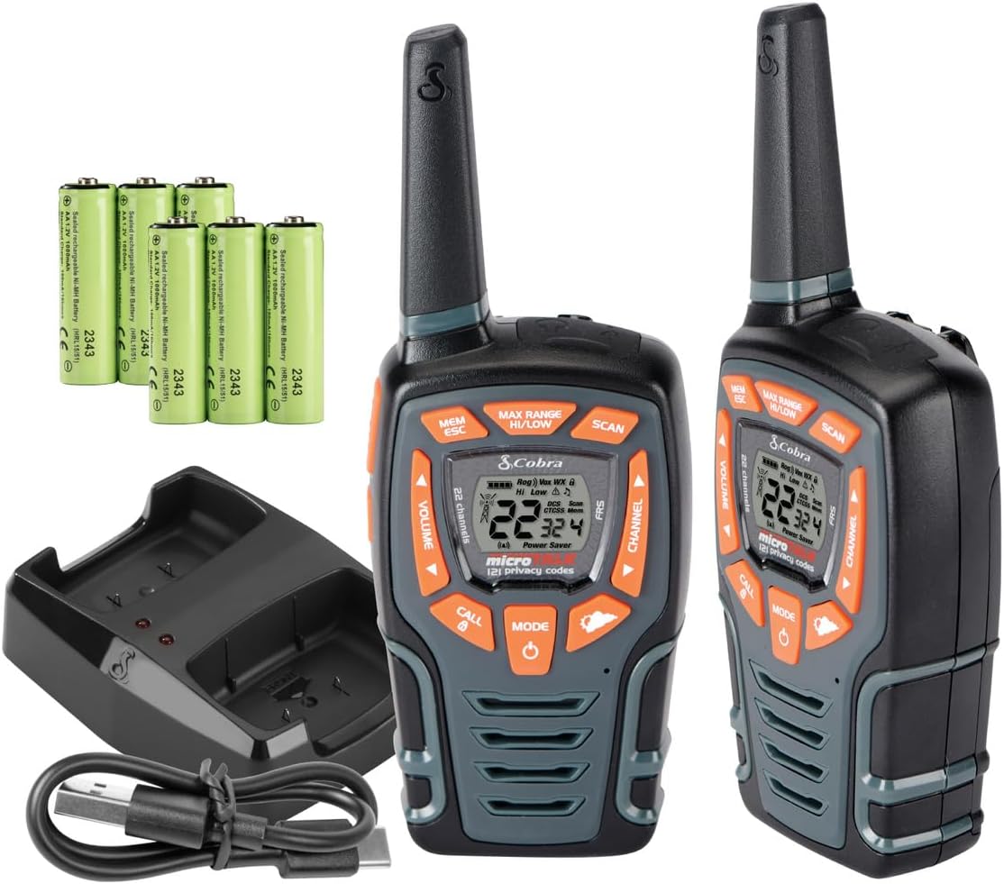 COBRA ACXT545 Walkie Talkie - 28 Mile Range, 22 Channels, Black - Outdoor Enthusiasts