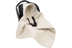SOLVERA_LTD Einschlagdecke Babyschale aus Waffelstoff für Neugeborenen und Kleinkinder Herbst Winter Baumwolle Baby Decke Kuscheldecke Für Autositx Kinderwagen Buggys z.B. Maxi Cosi 3 Punkt Gurt (Leinen)