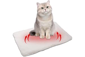 TIDEVAN Manta térmica para Gatos y Perros,74 x 48 cm Autocalentamiento Sin Electricidad Lavable Interiores y Exteriores(Blanco)