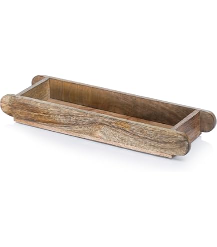 Decoratief dienblad, langwerpig houten dienblad met Decoratief dienblad, langwerpig houten dienblad met