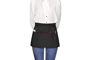 Viedouce 2 Paquetes Delantales,Cintura Corta Delantal Impermeable con 2 Bolsillos para Restaurante Chef Camarero Bartender Mitad,Delantale de Cocina para Hombres Mujeres