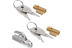 WZWZO Cadenas Remorque, 2Pièces Anti Vol Remorque, Antivol Remorque, Antivol Remorque Attelée, Antivol de Remorque, Antivol Remorque Attelée Et Non Attelée, Serrure D'Attelage de Remorque（Livré avec 4 clés）