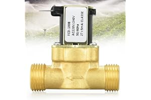 DOUSELLA Elettrovalvola Elettrica in Ottone 220v Valvola a Solenoide 1/2" Elettrovalvola Acqua 12v 1/2'' Valvola Magnetica a Solenoide Elettrica Normalmente Chiusa per Controllo Acqua - 6.4cm*6cm