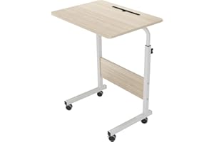 sogesfurniture Stolik pod laptopa z regulacją wysokości, stolik pod komputer z miejscem na tablet, 60 x 40 cm, stolik do pielęgnacji, stolik pomocniczy z kółkami, biały klon, 05#3-60 MP biustonosz