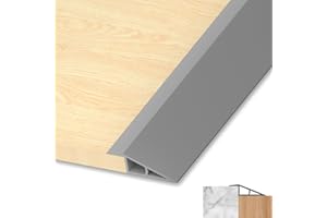 LIHIQIYA Barre de Seuil Adhesive, Bande de Transition de Sol Autocollante en PVC Seuil de Porte Adhesif Barre de Seuil Rattrapage de Niveau pour Hauteur (Gris, 22mm à 25mm, 1M)