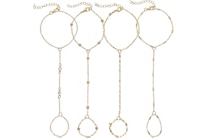 Ouligay 4 stycks handkedja guld Hand Chain Förgylld handkedja för damer, armband guld damer Trendig handaccessoar, kedja