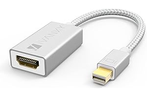 IVANKY Adaptador Mini DisplayPort a HDMI (Cabezales de Aluminio, Conexión Fácil) Adaptador a HDMI Compatible con Microsoft Surface Pro, Lenovo y Otro Dispositivo con Puerto Mini DP, Blanco