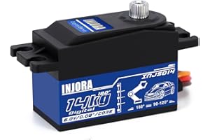 INJORA RC Servo Digital 14kg Perfil Bajo Alto Par Servo Motor para 1/10 1/12 RC Vehículos On-Road Turismo Deriva Coche Helicóptero ala Fija Avión (Control Ángulo 90°-180°)