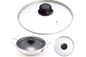 COOKWARE COMPANY Tempered Glass Vented Pan Lid Saucepans, Wok, (18CM)