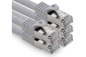 freiwerk 0,25m - grau - 5 Stück CAT.7 Netzwerkkabel Lan Ethernet Patch Kabel S-FTP LSZH PIMF 10GB s RJ45 Stecker Cat6a