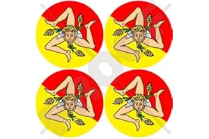 STICKERSWORLD Lot de 4 autocollants en vinyle pour casque Motif drapeau de la Sicile 50 mm