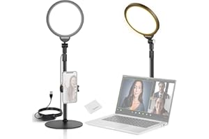 NEEWER Basics 7 Inch Table Ring Light for Video Recording, 10 W Dimmable Full Screen Key Light with Stand/Phone Holder/Cleaning Cloth Compatible with iPhone Computer Laptop Vlog Live Streaming