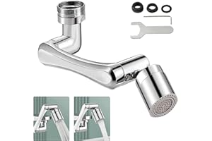 UZIMOO Wasserhahn Verlängerung, 1440° Drehbarer Wasserhahn Aufsatz Multifunktionaler Verlängerungshahn, Schwenkbarer Wasserhahn Strahlregler mit 2 Einstellbarer Perlator für Küche und Bad