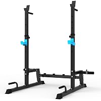 thumbnail image 2 of GYM MASTER Adjustable Squat Rack With Spotter Arms & Dip Bars - 250kg Capacity, Fits Olympic Bars, Home Gym Stand 2 of 11