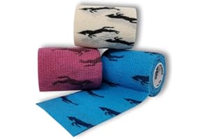 LisaCare Selbstklebender Verband - 3er Set - 7,5cm x 4,5m - Bandagen Pferd - Cohesive Haftbandagen - Tape selbstklebend - Verbandsmaterial zum Stützen, Fixieren & Wund-verbinden
