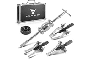STAHLWERK Extracteur de roulement avec marteau à inertie 5 pièces | Outil spécial pour le démontage professionnel des roulements intérieurs et extérieurs, des engrenages, des douilles et des bagues