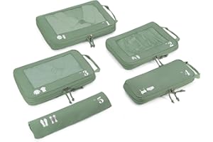 ECOHUB 5 Teilige Kompression Koffer Organizer Set für Rucksack Compression Packing Cubes Packwürfel Kofferorganizer Packtaschen Kleidertaschen für Koffer Reiseorganizer(Grün)