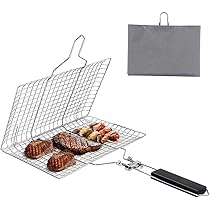Griglia Barbecue Pieghevole In Acciaio Inox - Con Spazzola, 32x22cm, Per Carne E Verdure - Foto 4