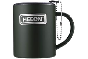 HEECN Kubek kempingowy z pokrywką wojskowa HESS-038BBKBG (300 ml z obrotową pokrywką)