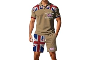 MANMANING Mens Union Jack T Shirts and Shorts Sets Summer Flag Print Casual Short Trousers Holiday Activewear Tractsuits For Men UK 2025