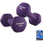 SONGMICS 2 x Neoprene Coated Hex Dumbbells for Strength Training, Fitness and Home