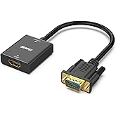 BENFEI HDMI Buchse auf VGA Stecker Adapter mit 3,5 mm Audio Klinkenstecker, Unidirektional HDMI-Computer zu VGA-Monitor/TV Ad