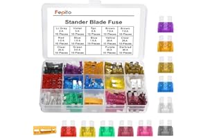 ‎FEPITO FEPITO 150 Stück Standard Auto Sicherungen Klinge Sortiment 2A-40A mit Extraktor und Aufbewahrungsbox