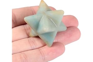 Lovionus89 Natural Amazonite Merkaba Cristal Protección Sagrada Meditación Energía Generador de Curación Chakra Estrella de Seis Puntas 1 Pulgadas