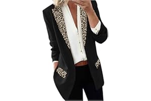 Alwyeans Womens Suit Jacket Sale Lapel Long Sleeve Blazer Slim Fit Tunic Blazer Jacket with Pockets Leopard Print Blazer Open Front Cardigan Longline Blazer Jacket for Ladies Business Suit UK Size